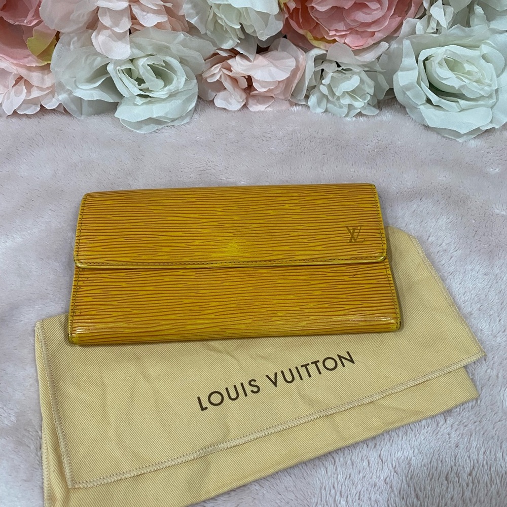 Louis Vuitton Yellow Epi Leather Fold-Over Wallet